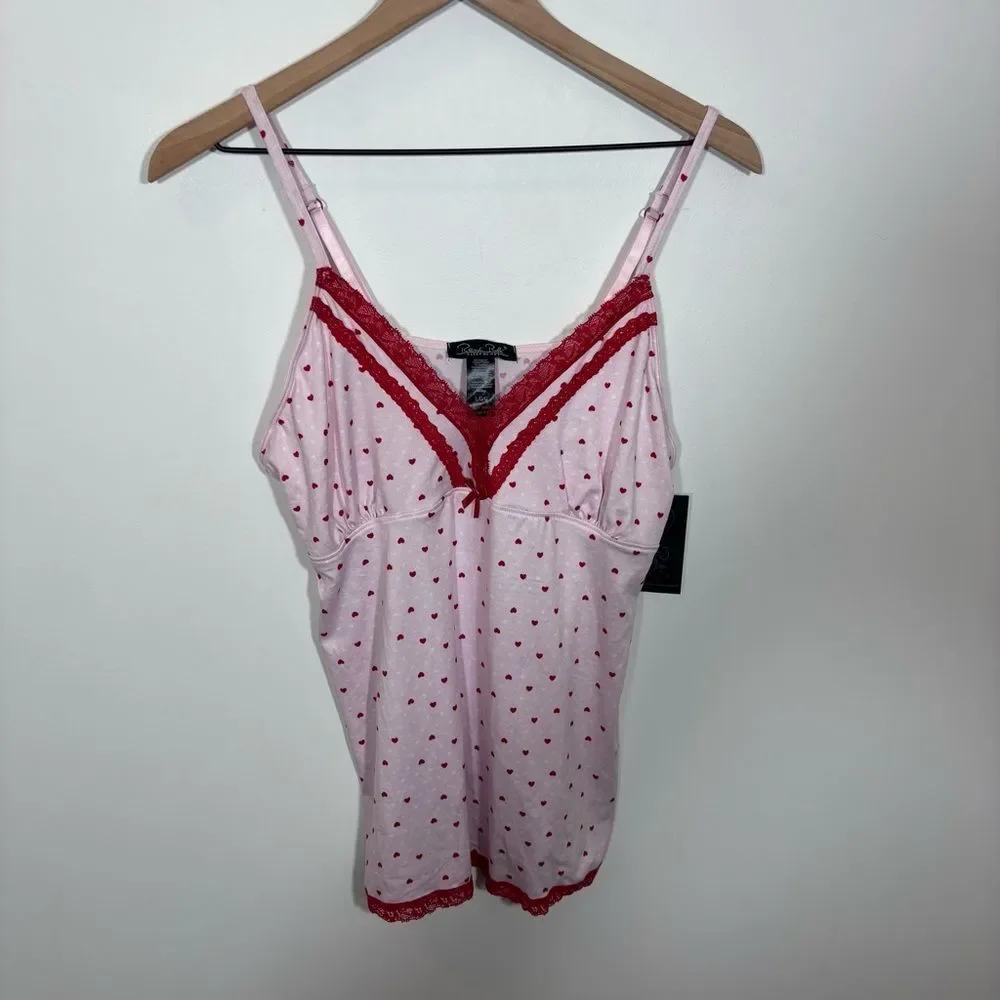 Rene Rofe light pink heart camisole sleepwear babydoll Y2K NWT NEW size large